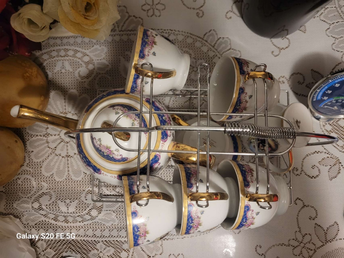 Porcelain Tea Set with Teapot and 6 Cups - photo 2