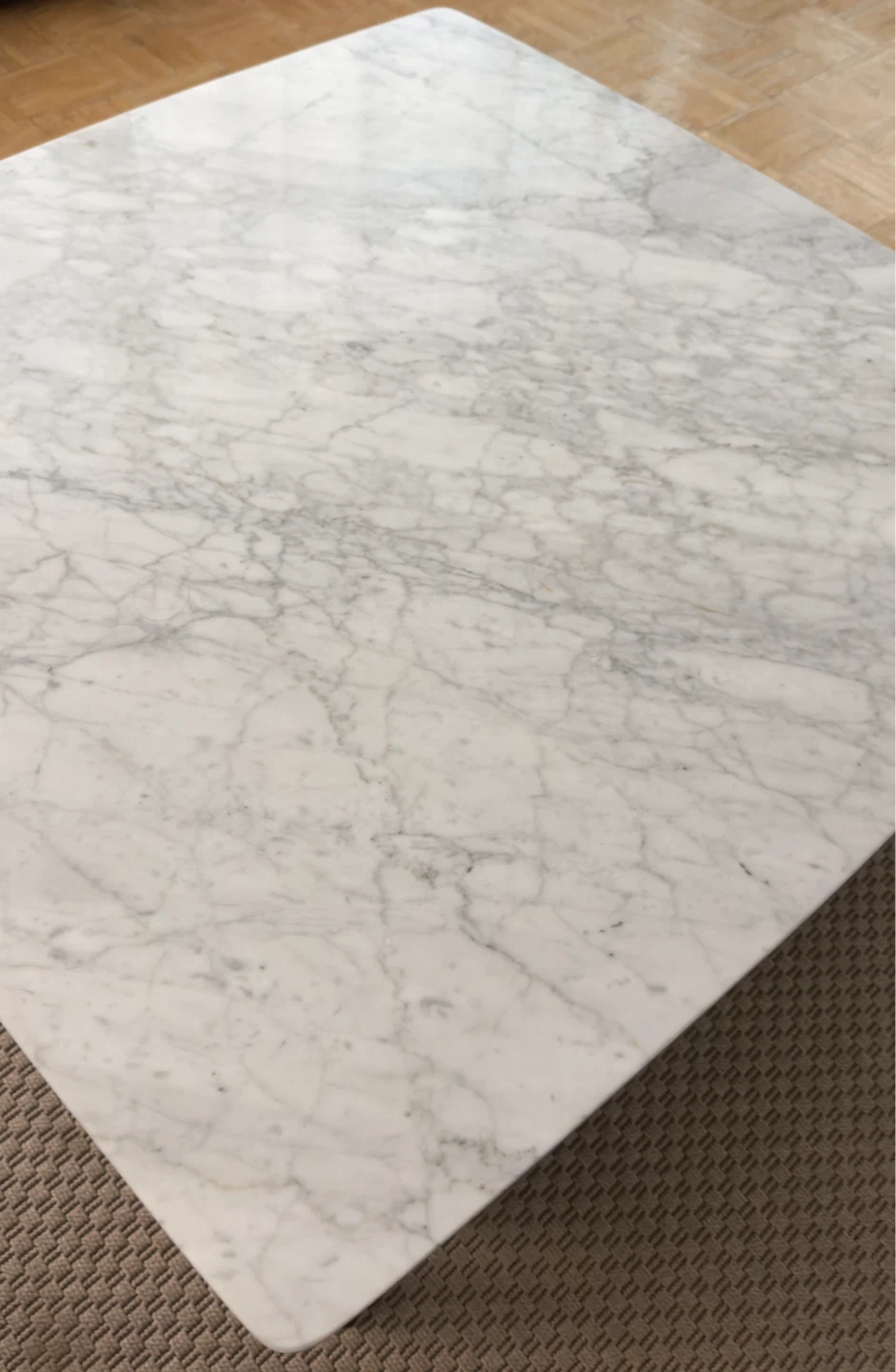 Vezzana 31" Square Italian Carrara White Marble Table - photo 4