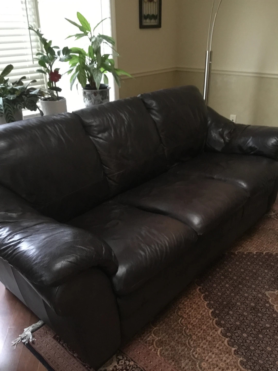 Dark Brown Leather Sofa