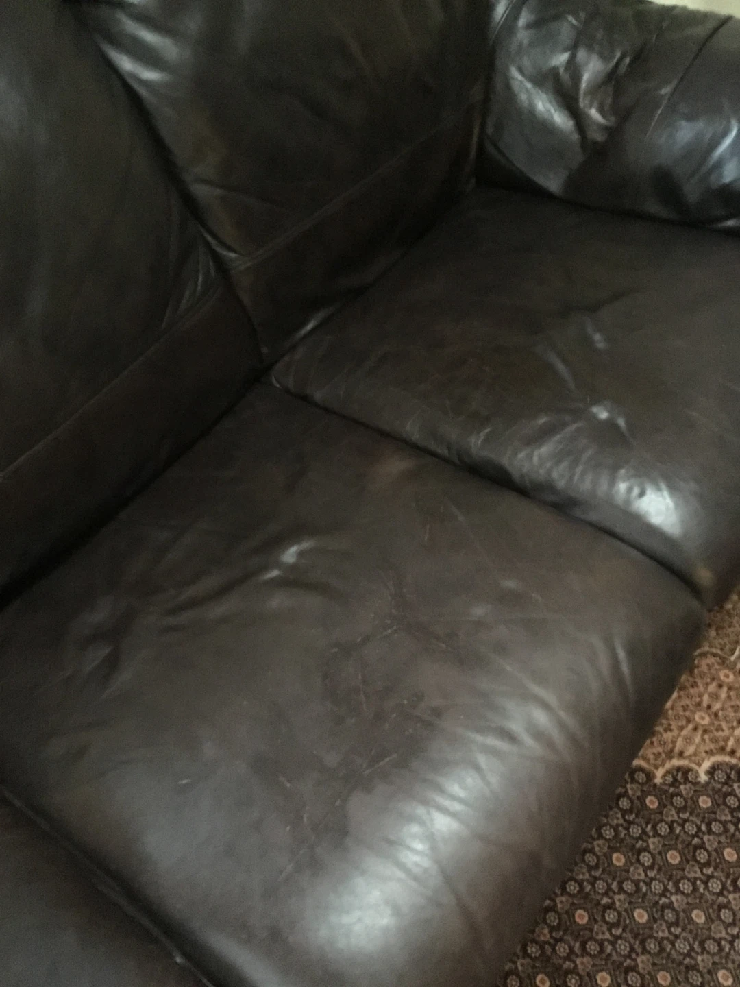 Dark Brown Leather Sofa - photo 3