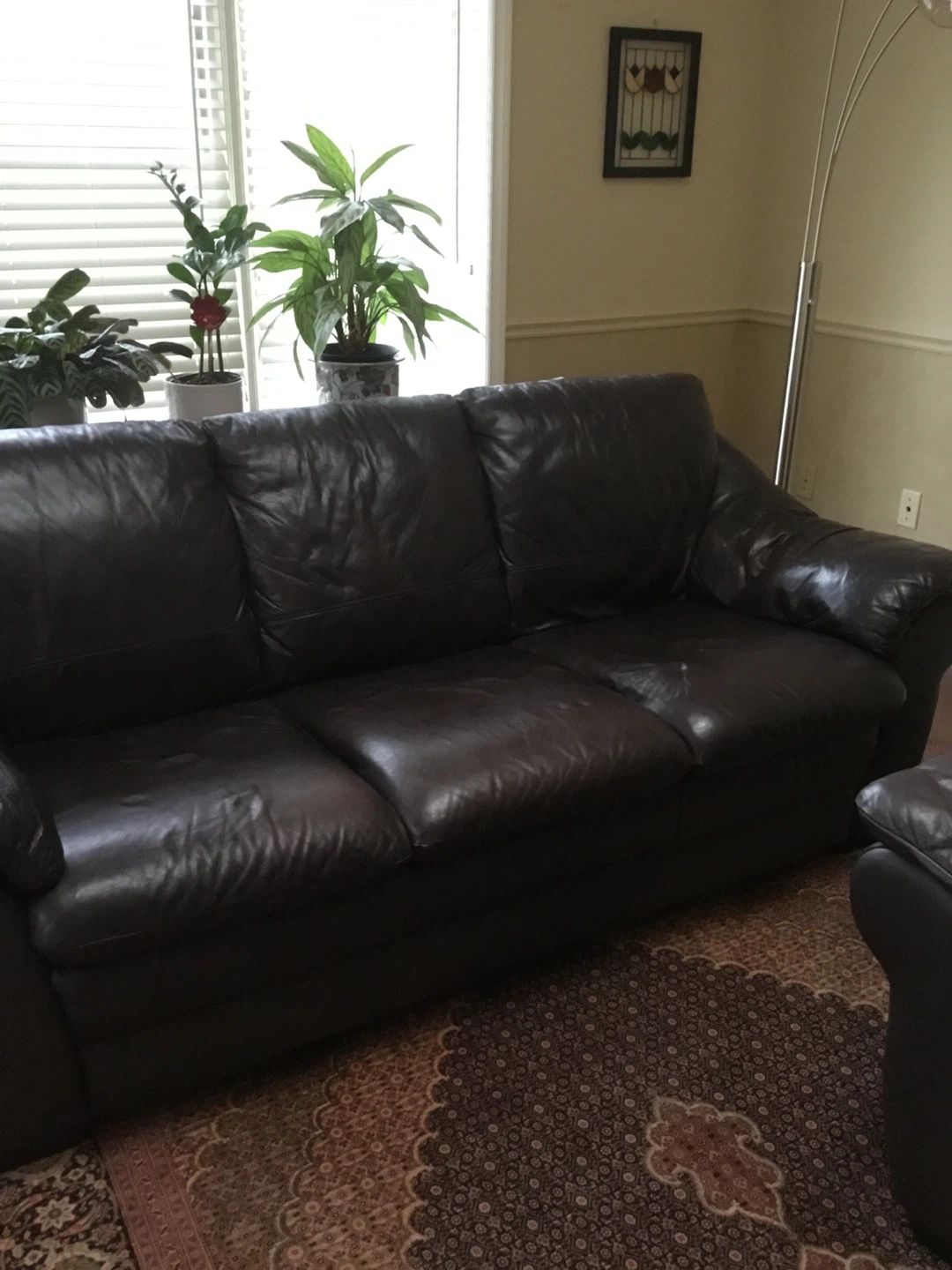 Dark Brown Leather Sofa - photo 2