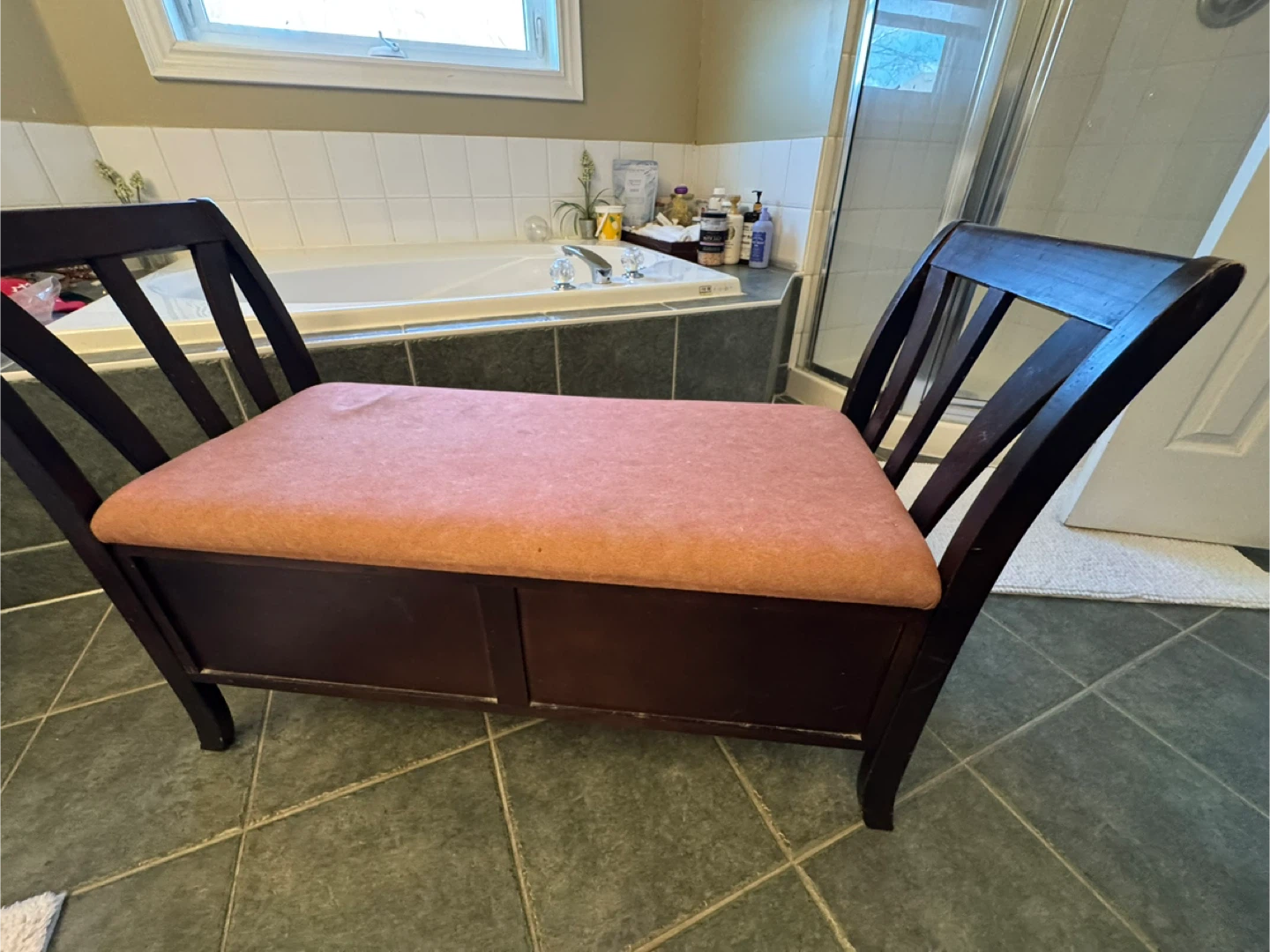Wooden storage bench with upholstered seat - photo 2