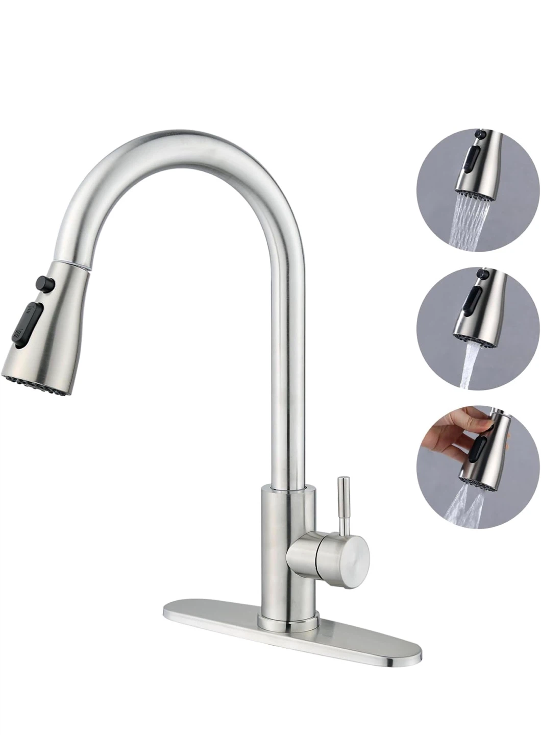 Stainless Steel Pull-Down Kitchen Faucet - 3 Water Modes KF5