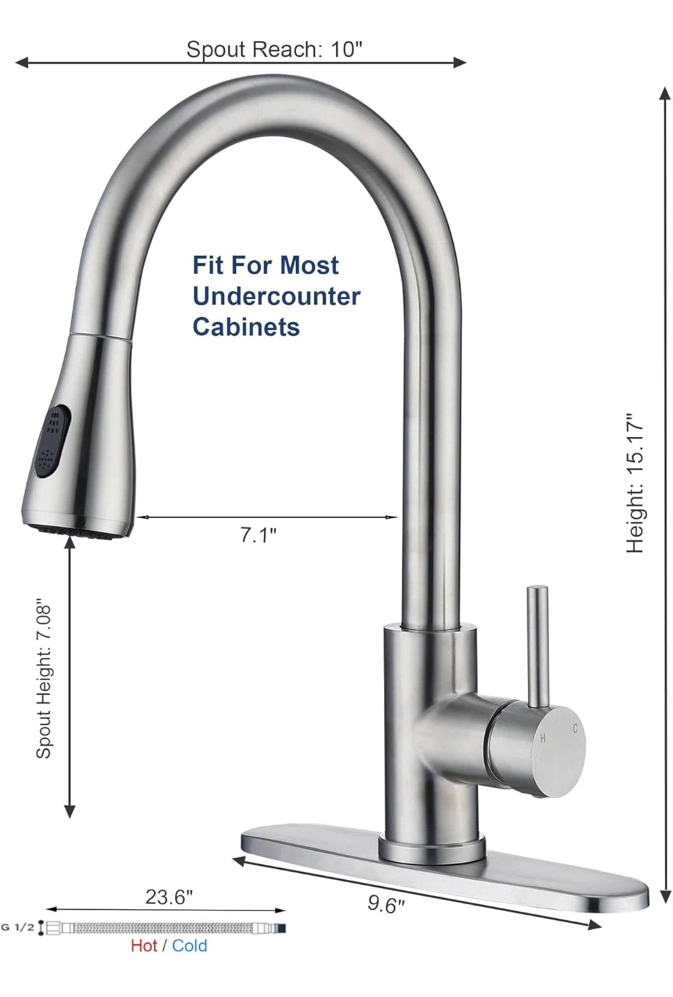 Stainless Steel Pull-Down Kitchen Faucet - 3 Water Modes KF5 - photo 3