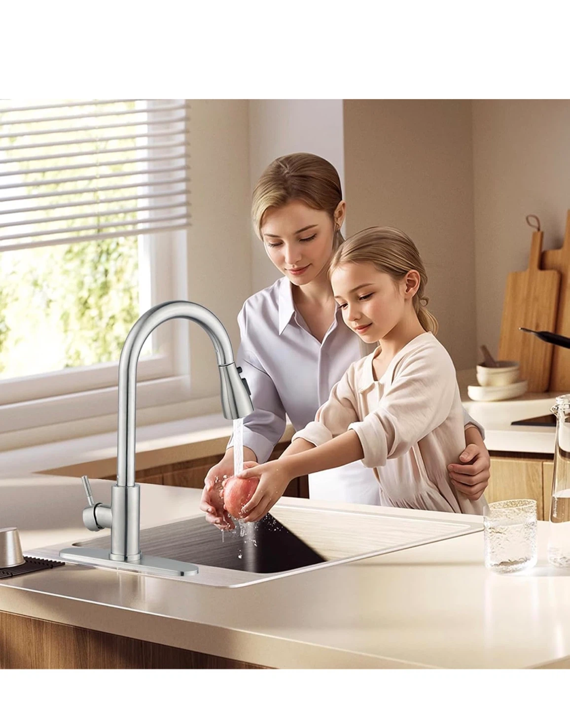 Stainless Steel Pull-Down Kitchen Faucet - 3 Water Modes KF5 - photo 2