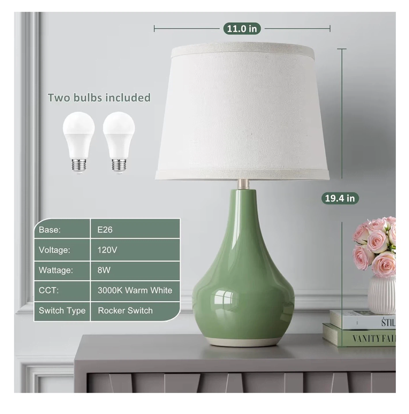 Green Ceramic Table Lamp SG2 - photo 2