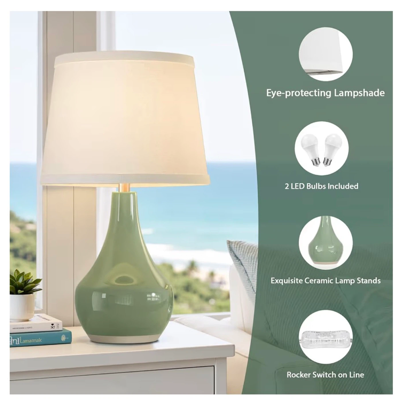 Green Ceramic Table Lamp SG2 - photo 3