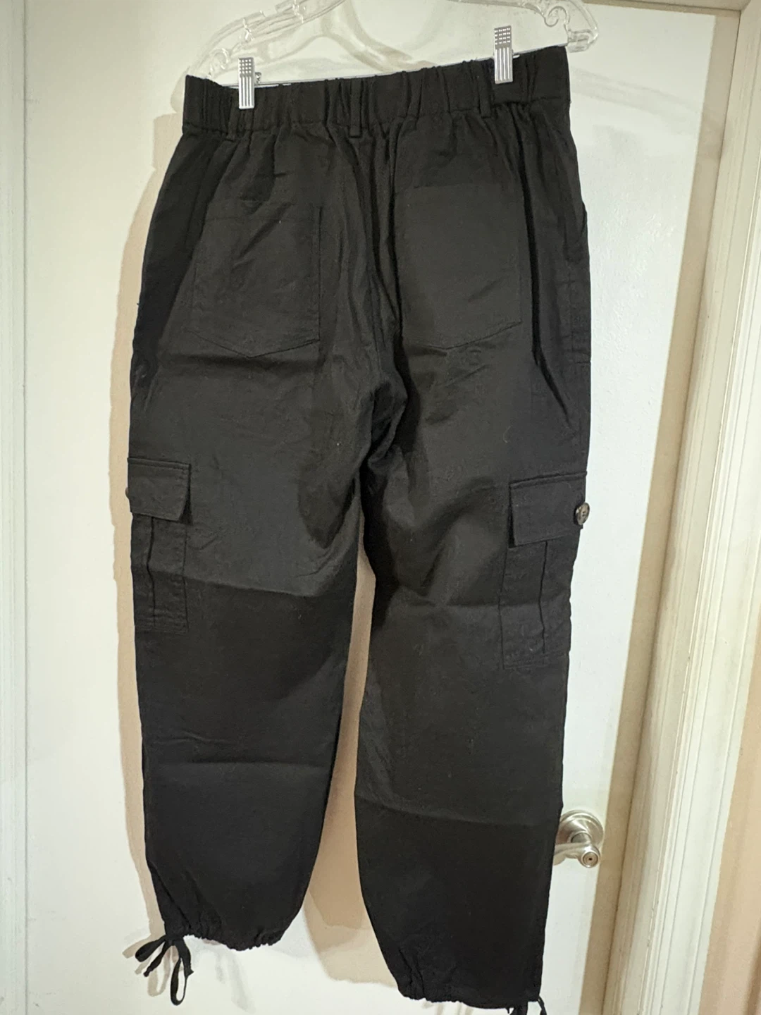 Black Cargo Pants with Drawstring Ankles - photo 5