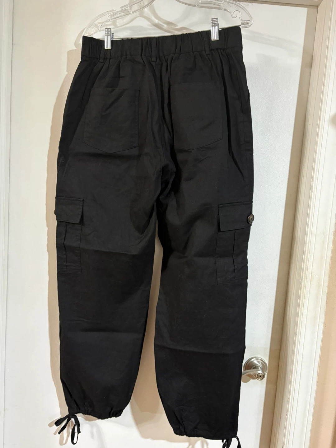 Black Cargo Pants with Drawstring Ankles - photo 4
