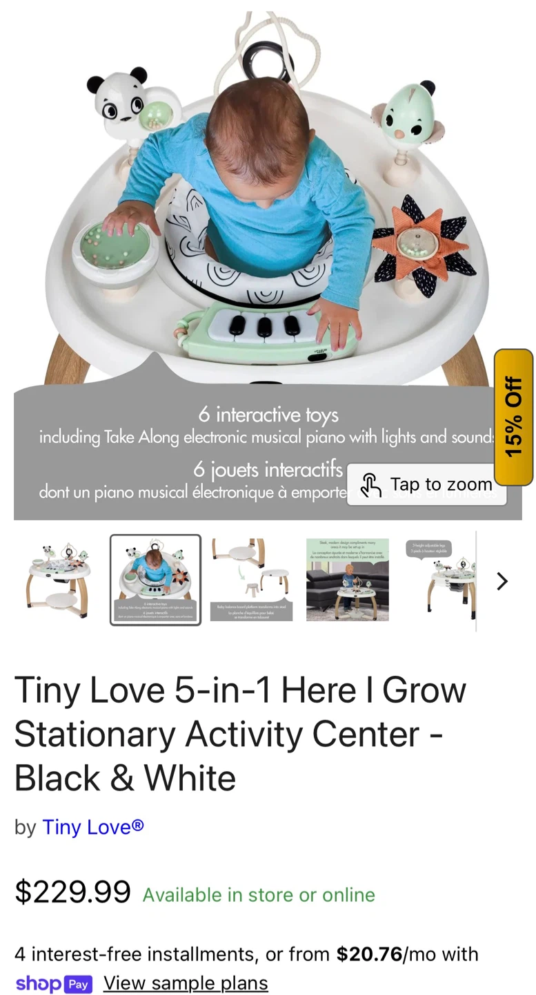 Tiny Love 5-in-1 Here I Grow Stationary Activity Center