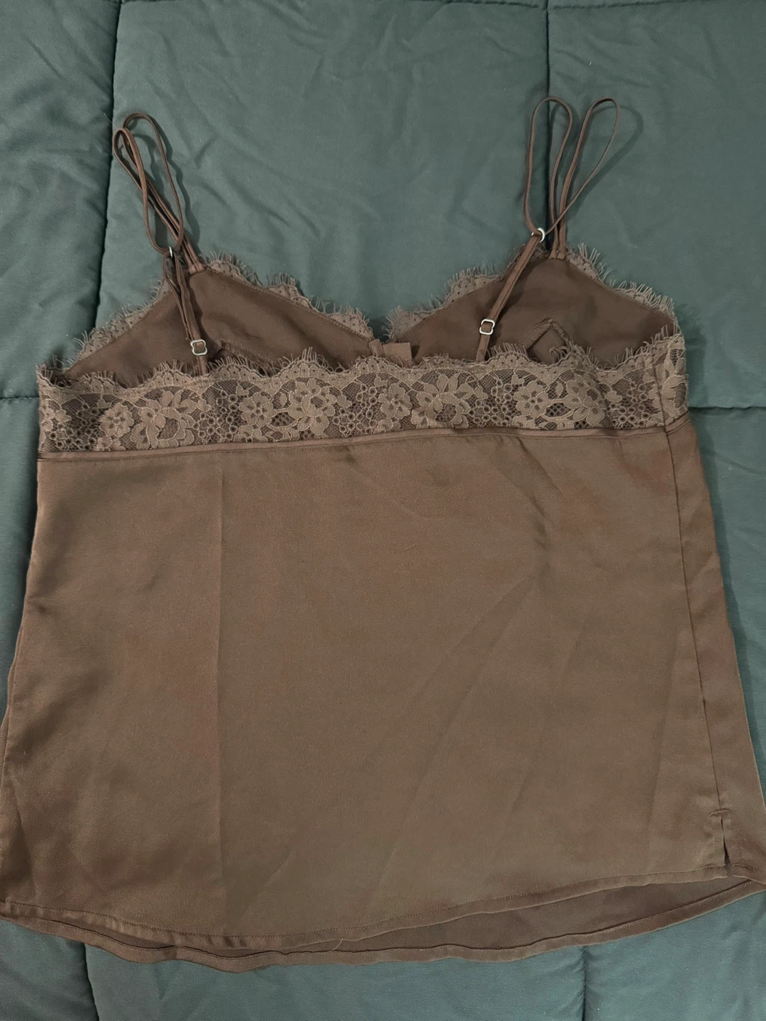 Brown Satin Camisole with Lace Trim - photo 3