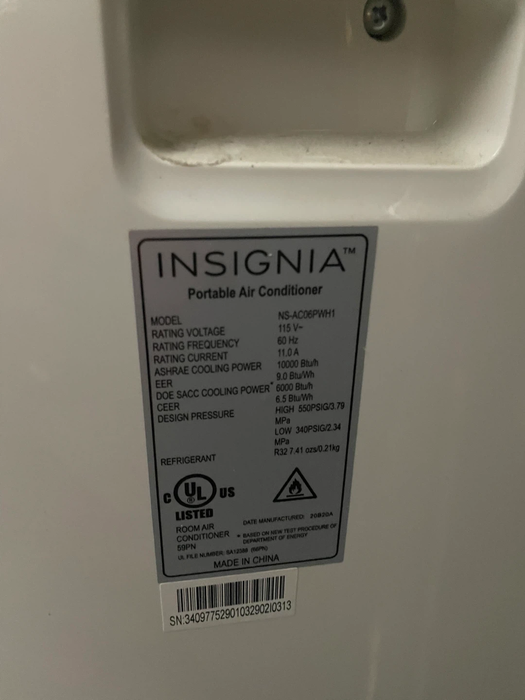 Insignia Portable Air Conditioner NS-AC06PWH1 - photo 3
