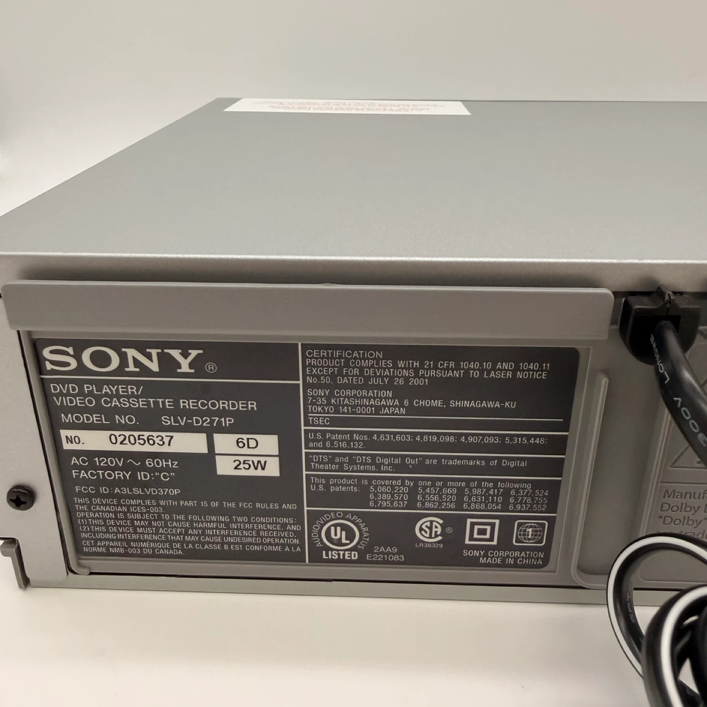 Sony SLV-D271P DVD Player / VCR Combo Progressive Scan - photo 5