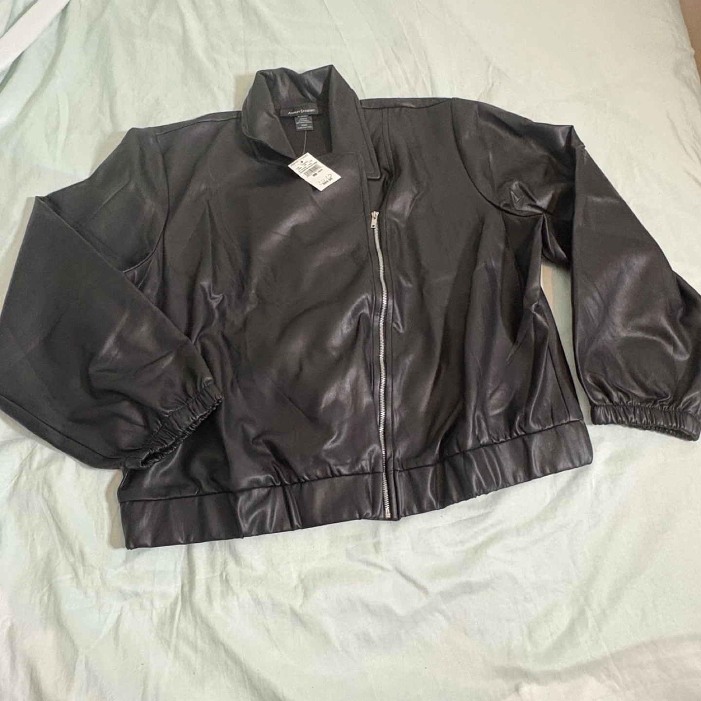 Ashley Stewart Black Faux Leather Moto Jacket - photo 5