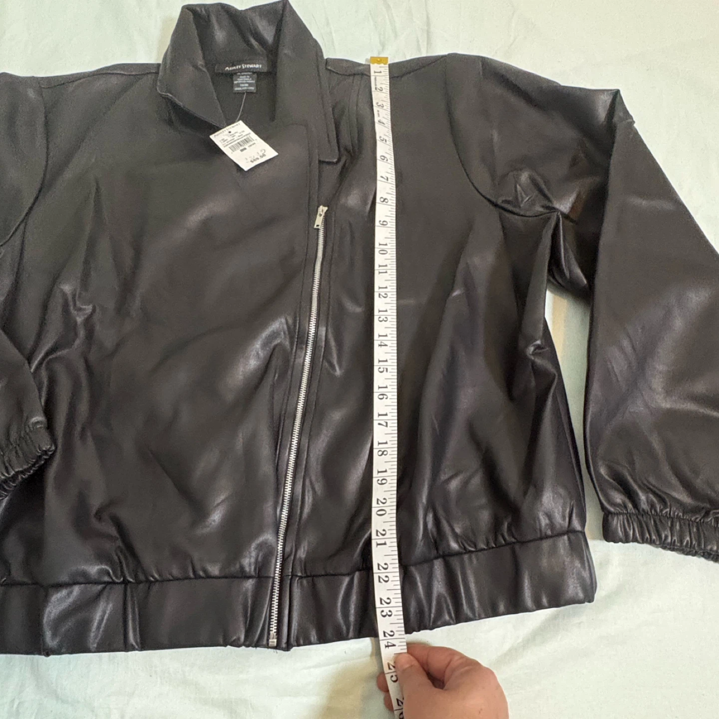 Ashley Stewart Black Faux Leather Moto Jacket - photo 4