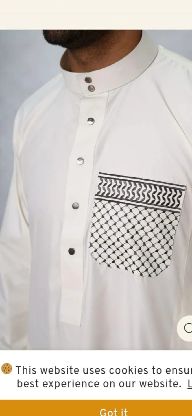 * New * Cream Thobe / Jubba with Black and White Pocket Detail - photo 2