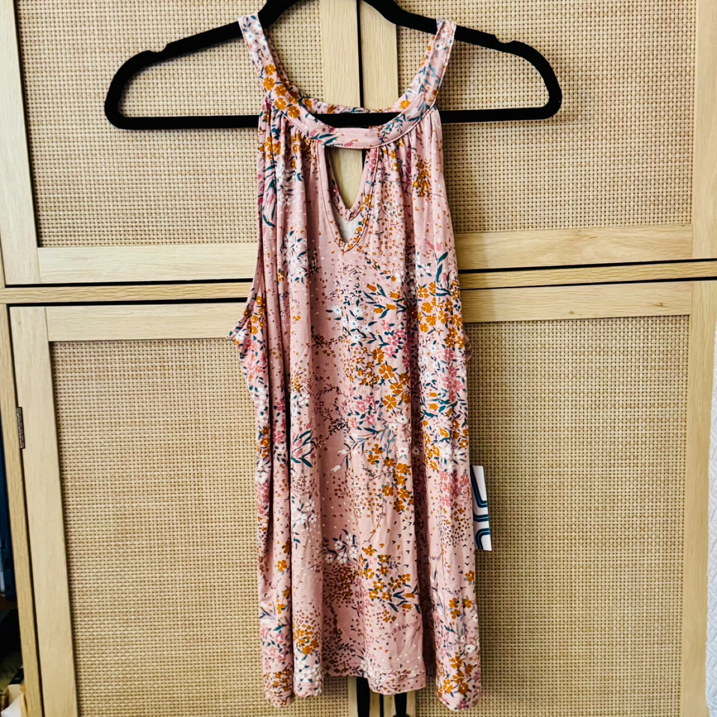 Market & Spruce Kaya Keyhole Halter Knit Top - Light Pink - L
