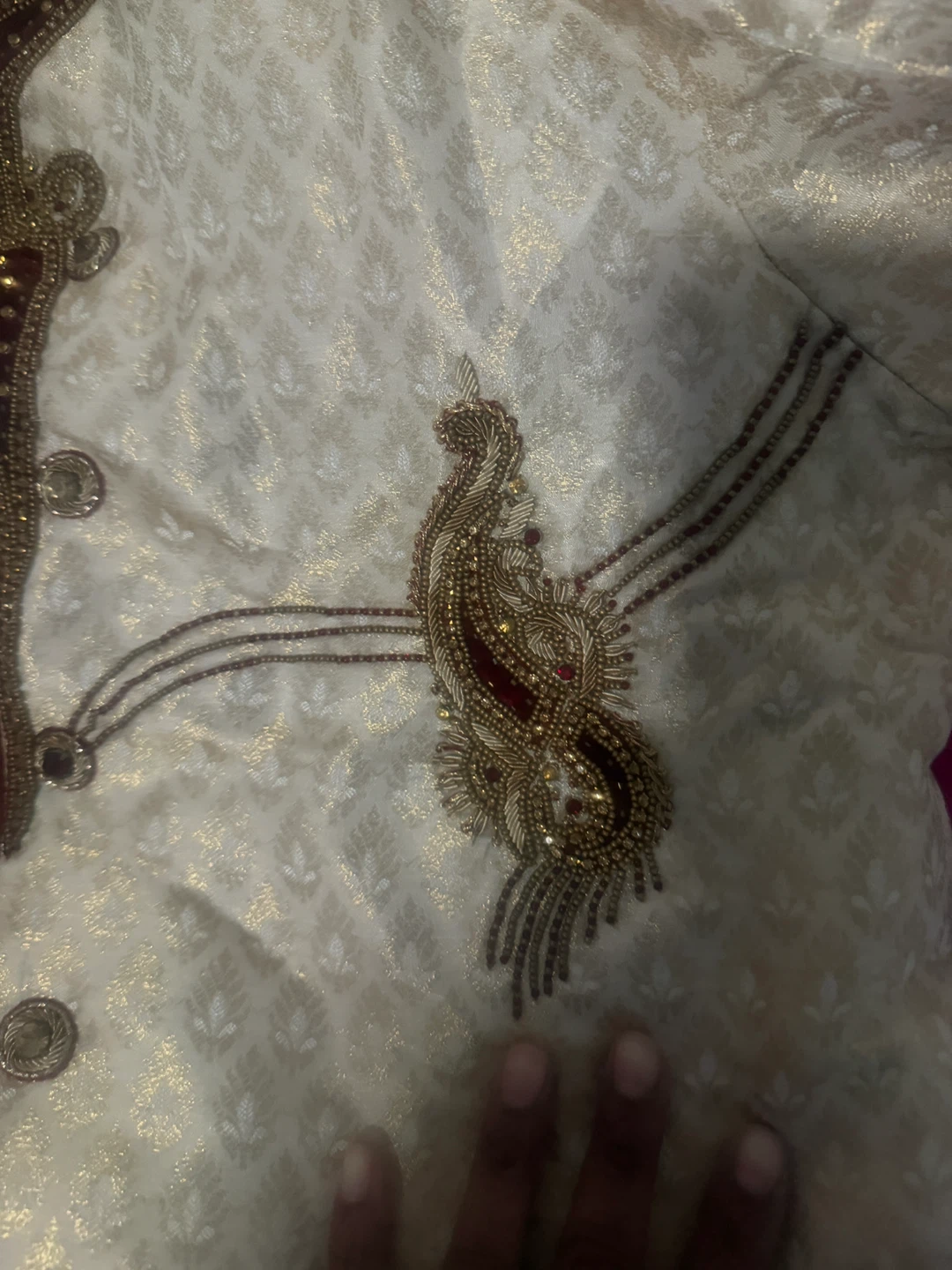Cream and Gold Embellished Sherwani - photo 3