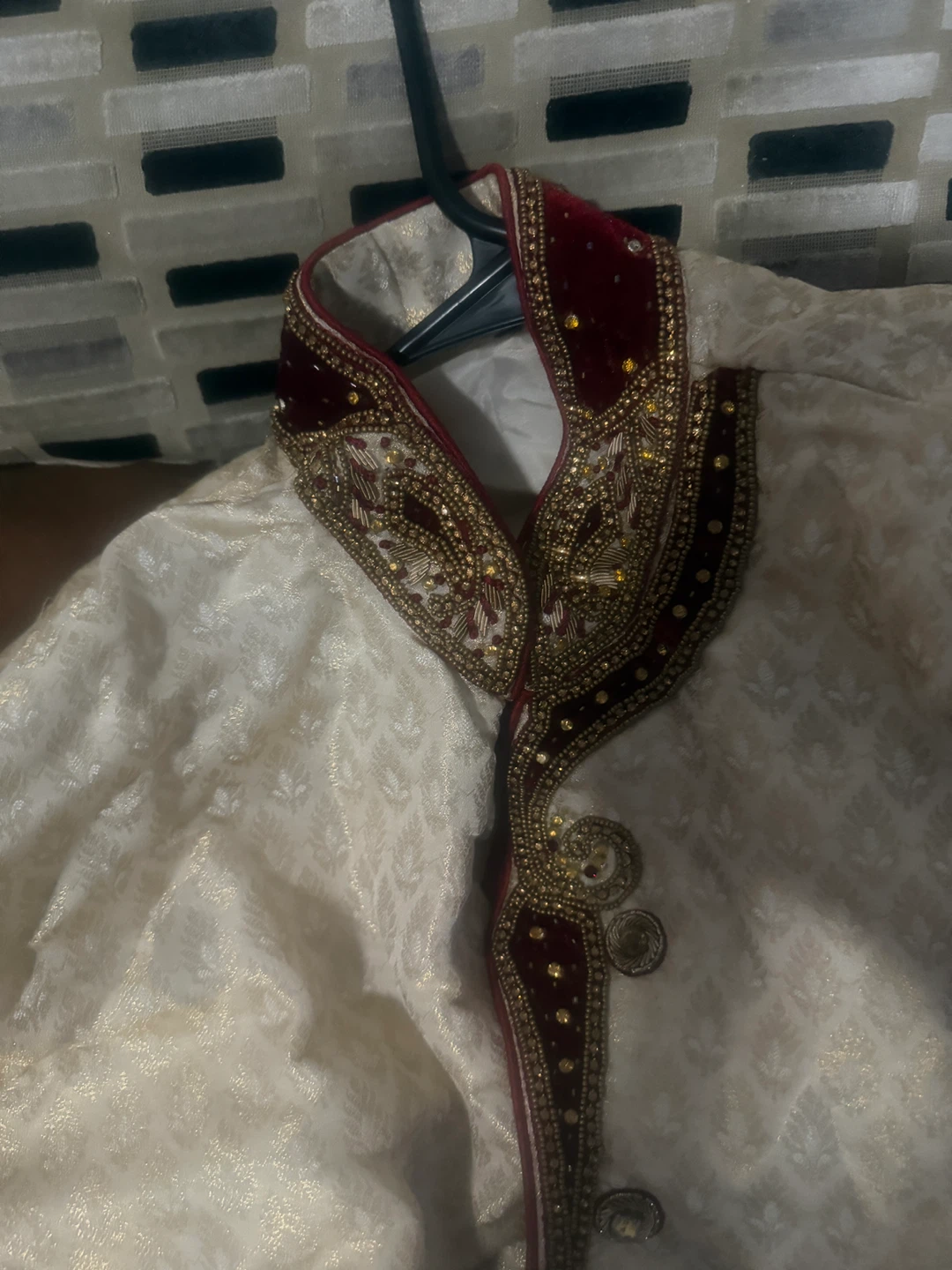 Cream and Gold Embellished Sherwani - photo 2