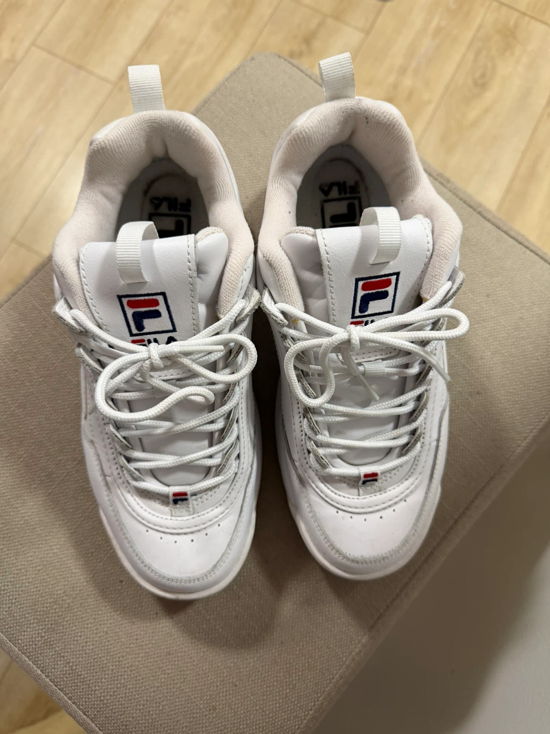 White Fila Disruptor Sneakers - Size 8.5 US