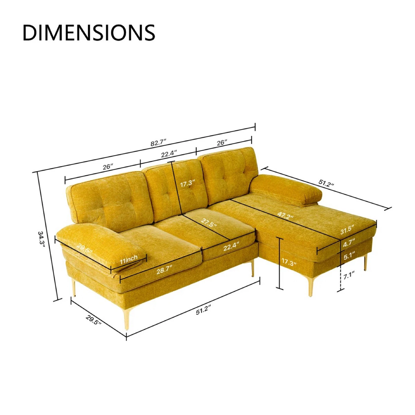 Cream Upholstered Sectional Sofa - photo 3