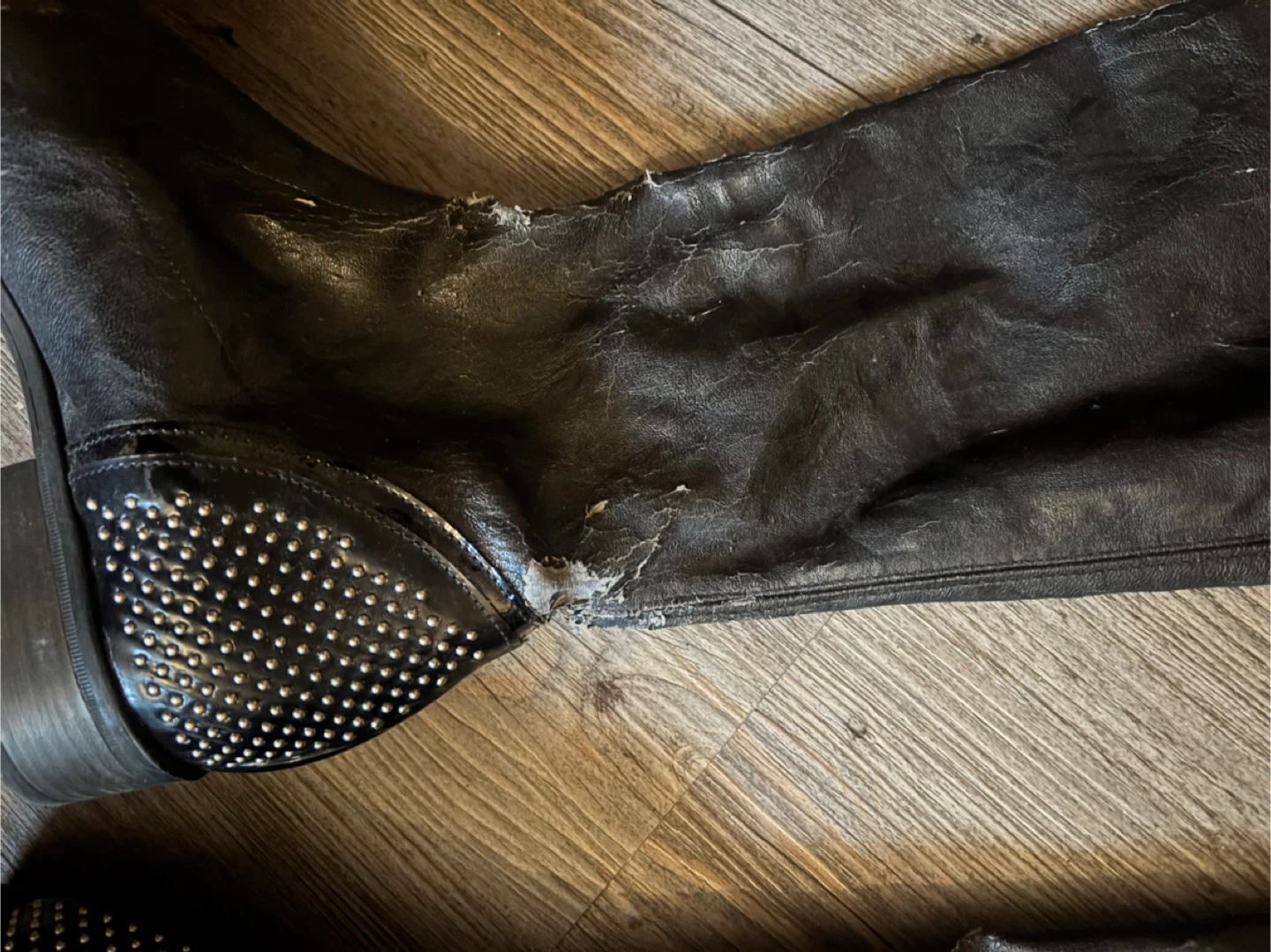 Made in Italy Black Studded Knee-High Boots - photo 2
