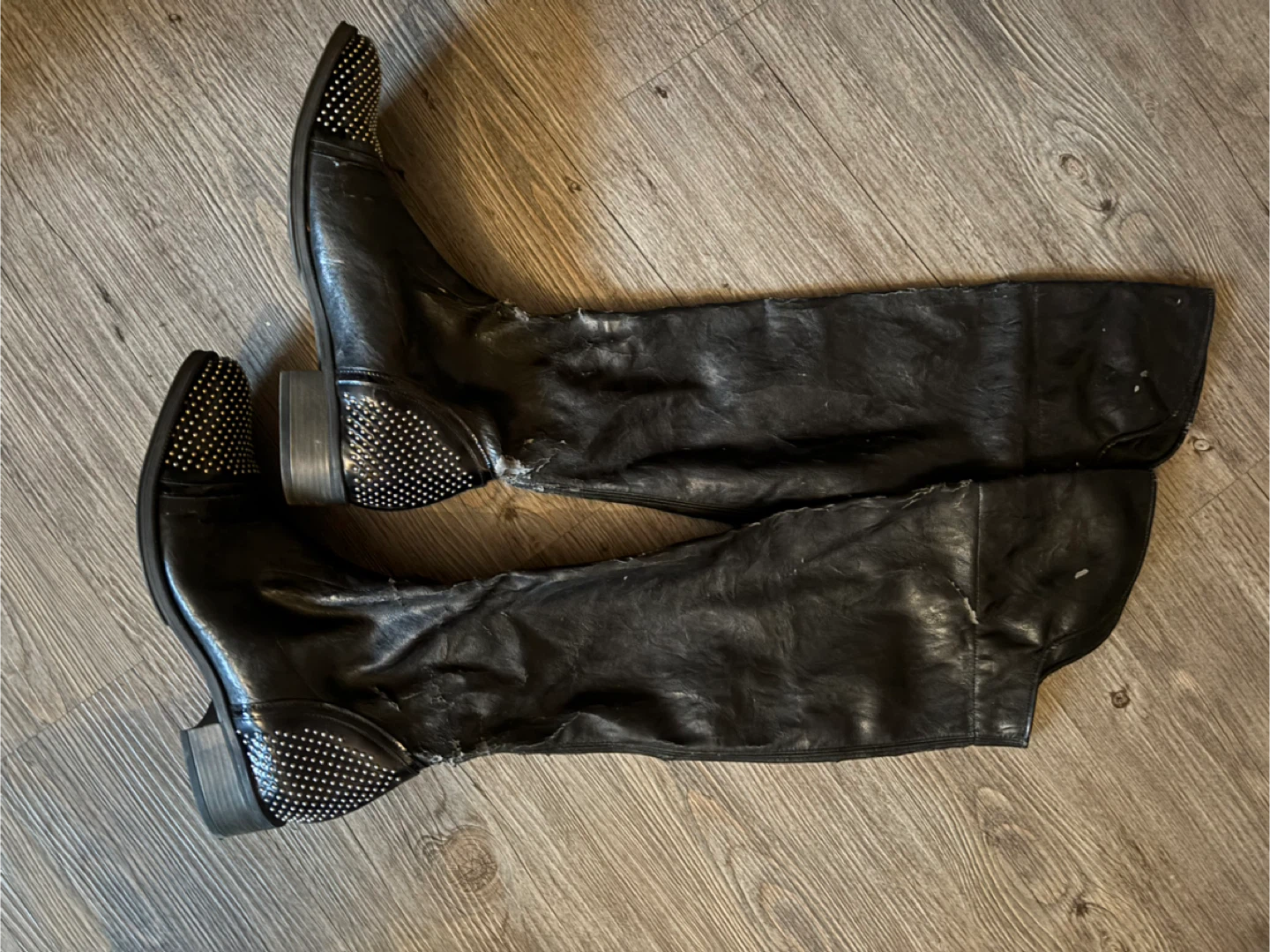 Made in Italy Black Studded Knee-High Boots - photo 3