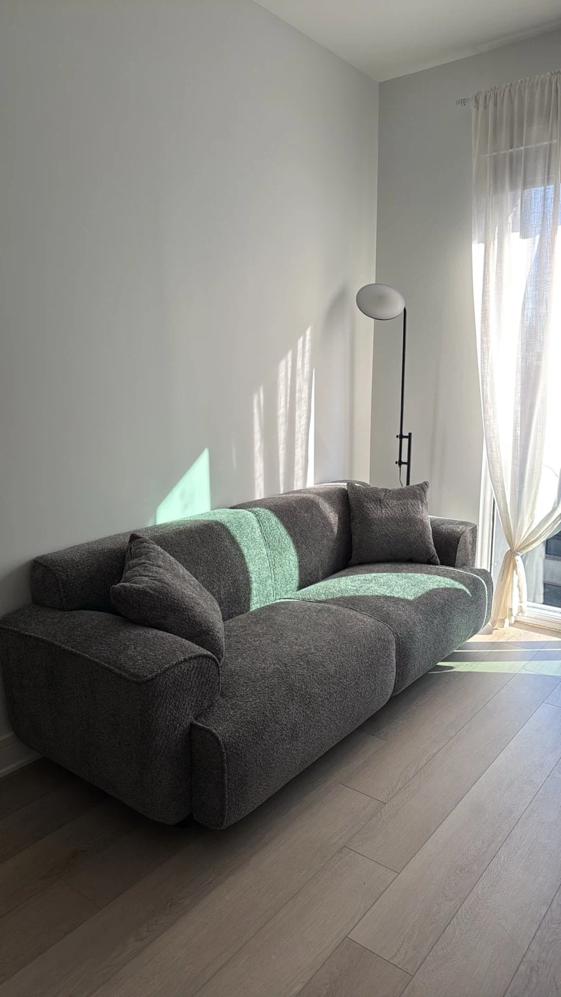 Gray Sofa with Throw Pillows