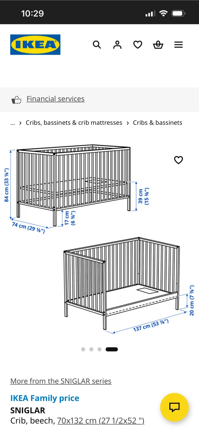 IKEA SNIGLAR Crib, Beech. with Foam Mattress - photo 3