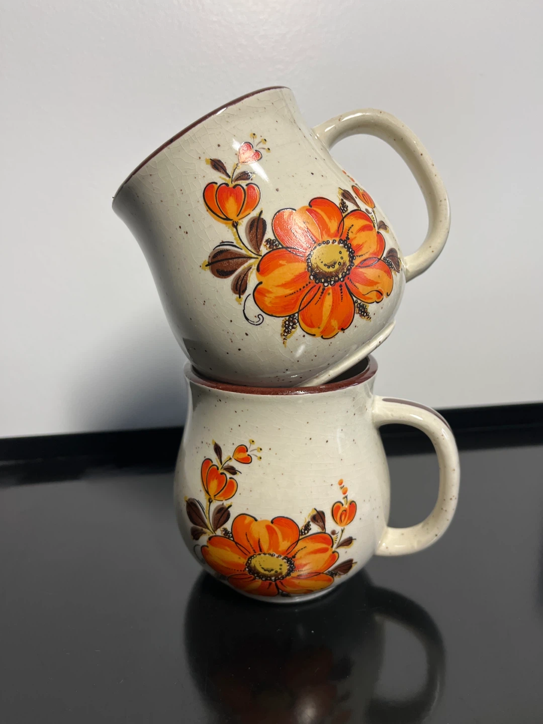 Vintage Floral Mugs (Set of 2) Made in Japan