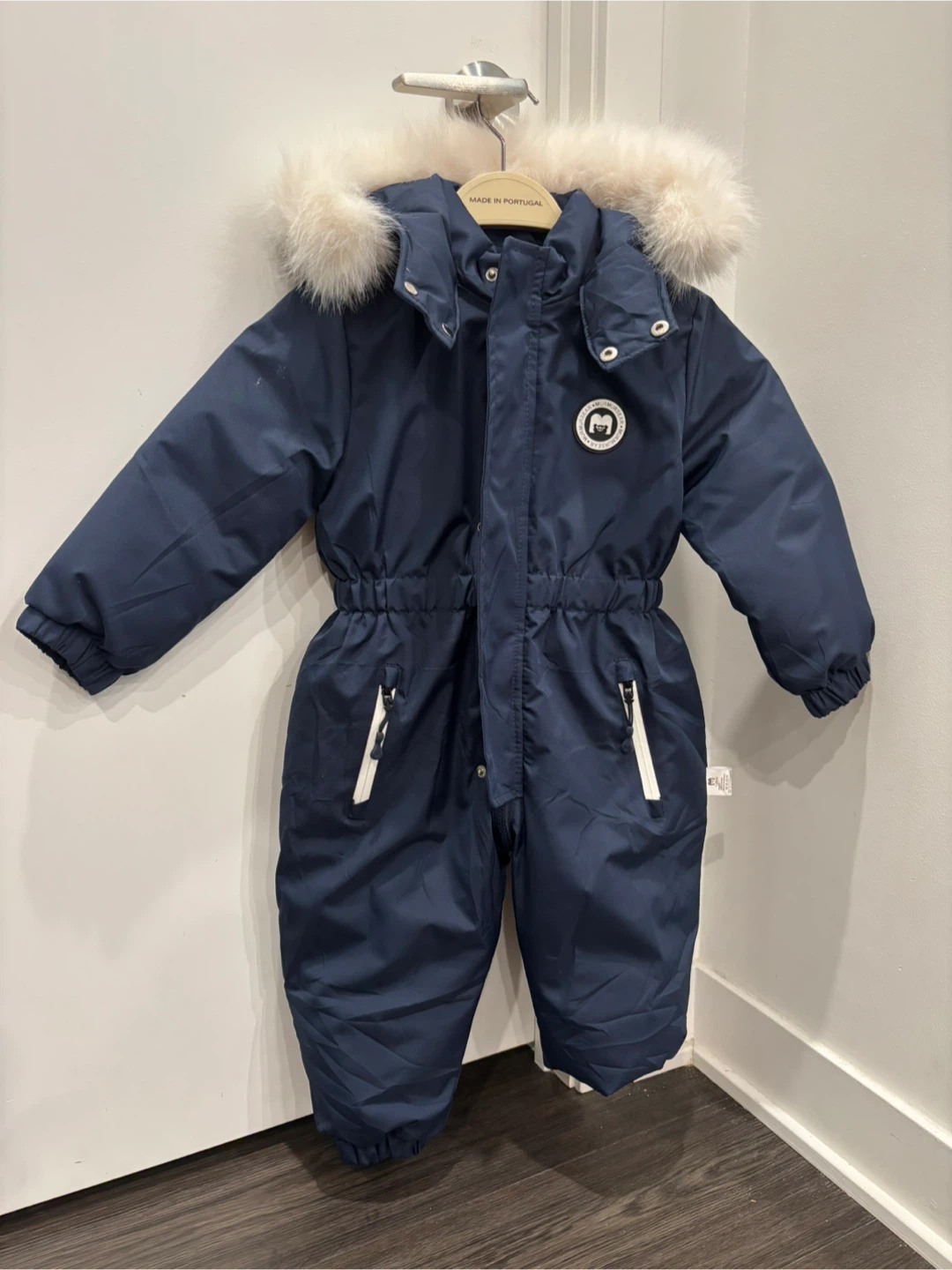 Murmurbear Navy Snowsuit with Fur Trim Hood