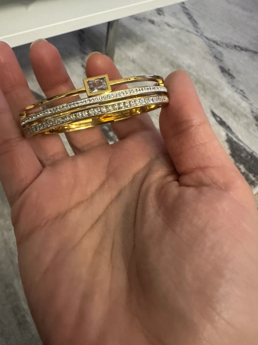 Gold-tone Bangle with Rhinestones