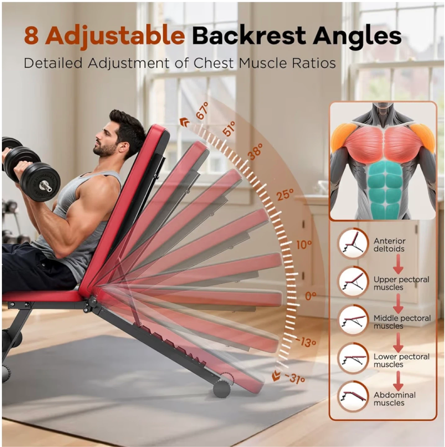 NICEPEOPLE Adjustable Weight Bench for Home Gym - photo 4