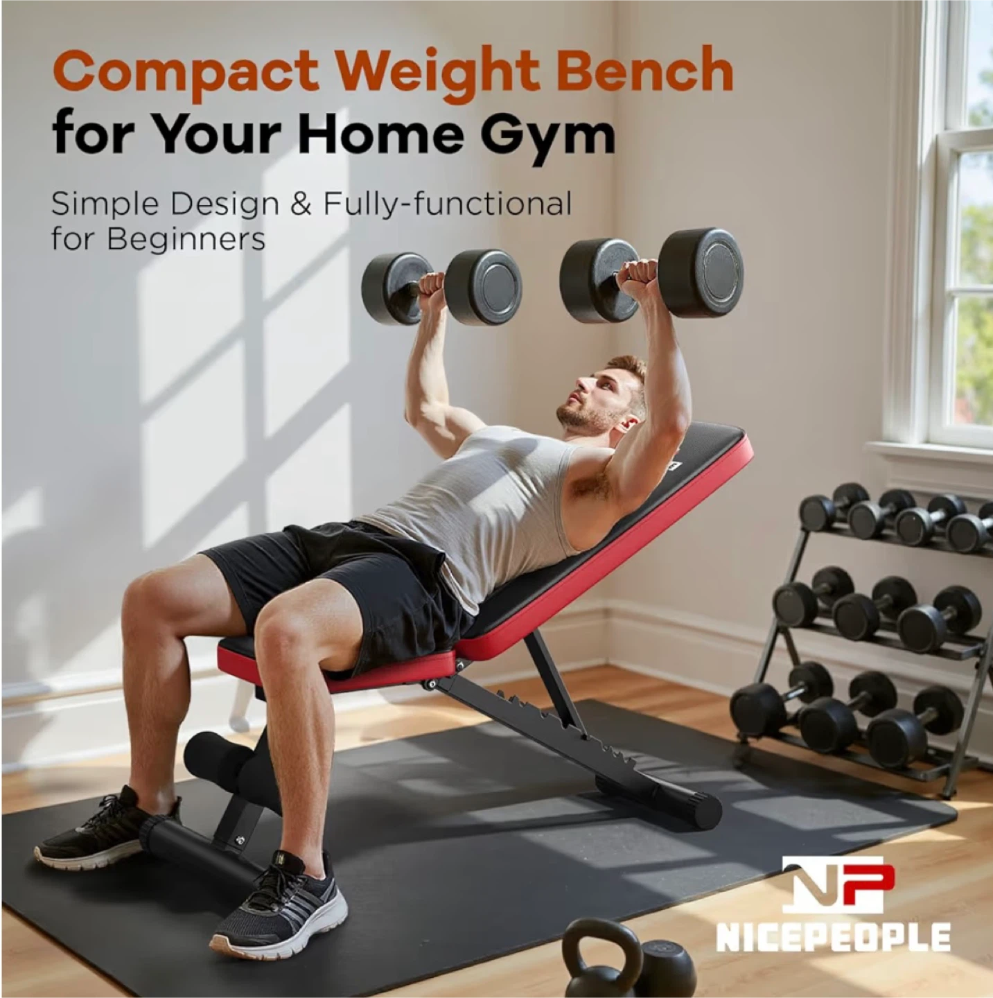 NICEPEOPLE Adjustable Weight Bench for Home Gym - photo 3