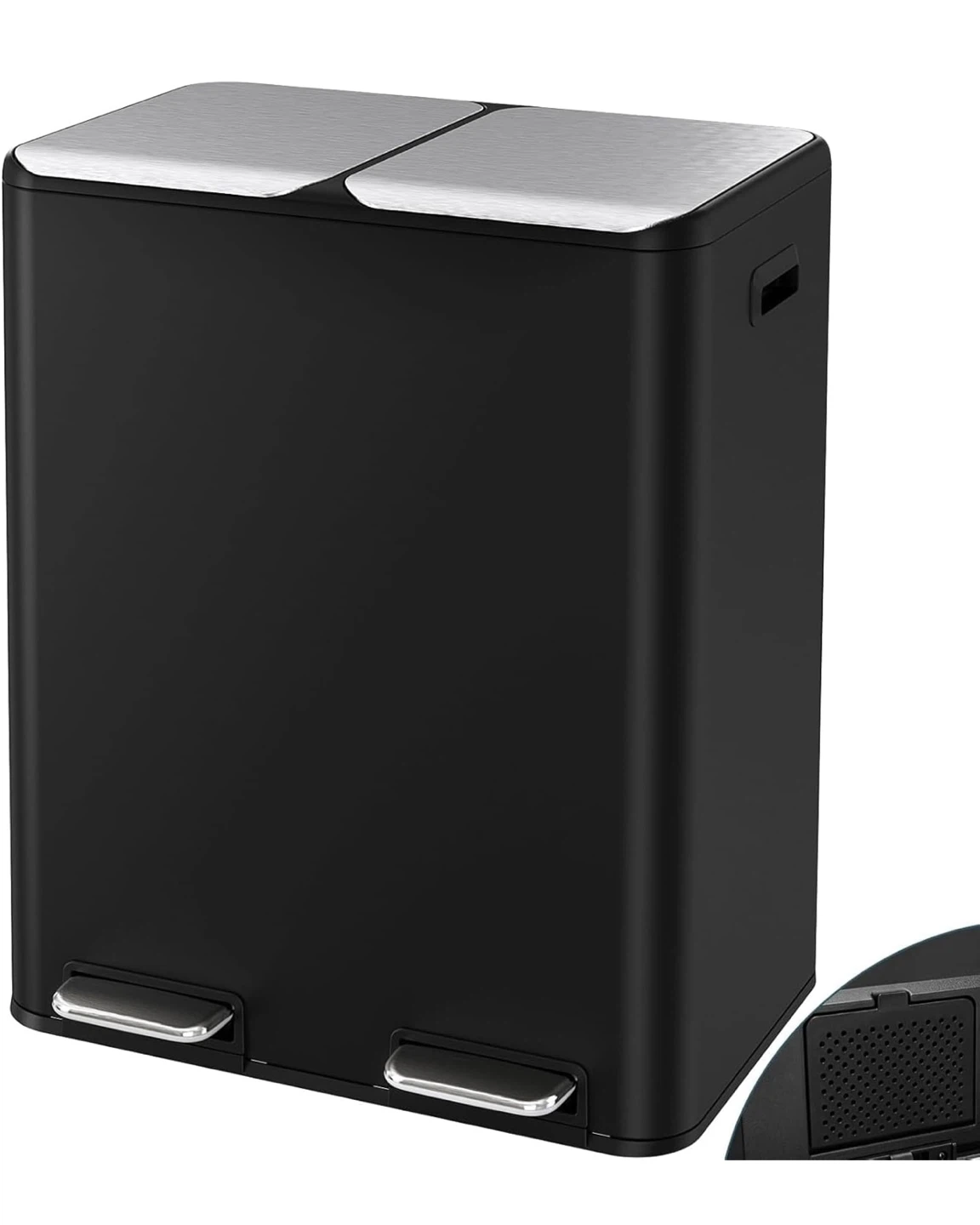 Arlopu Dual Compartment Stainless Steel Trash Can