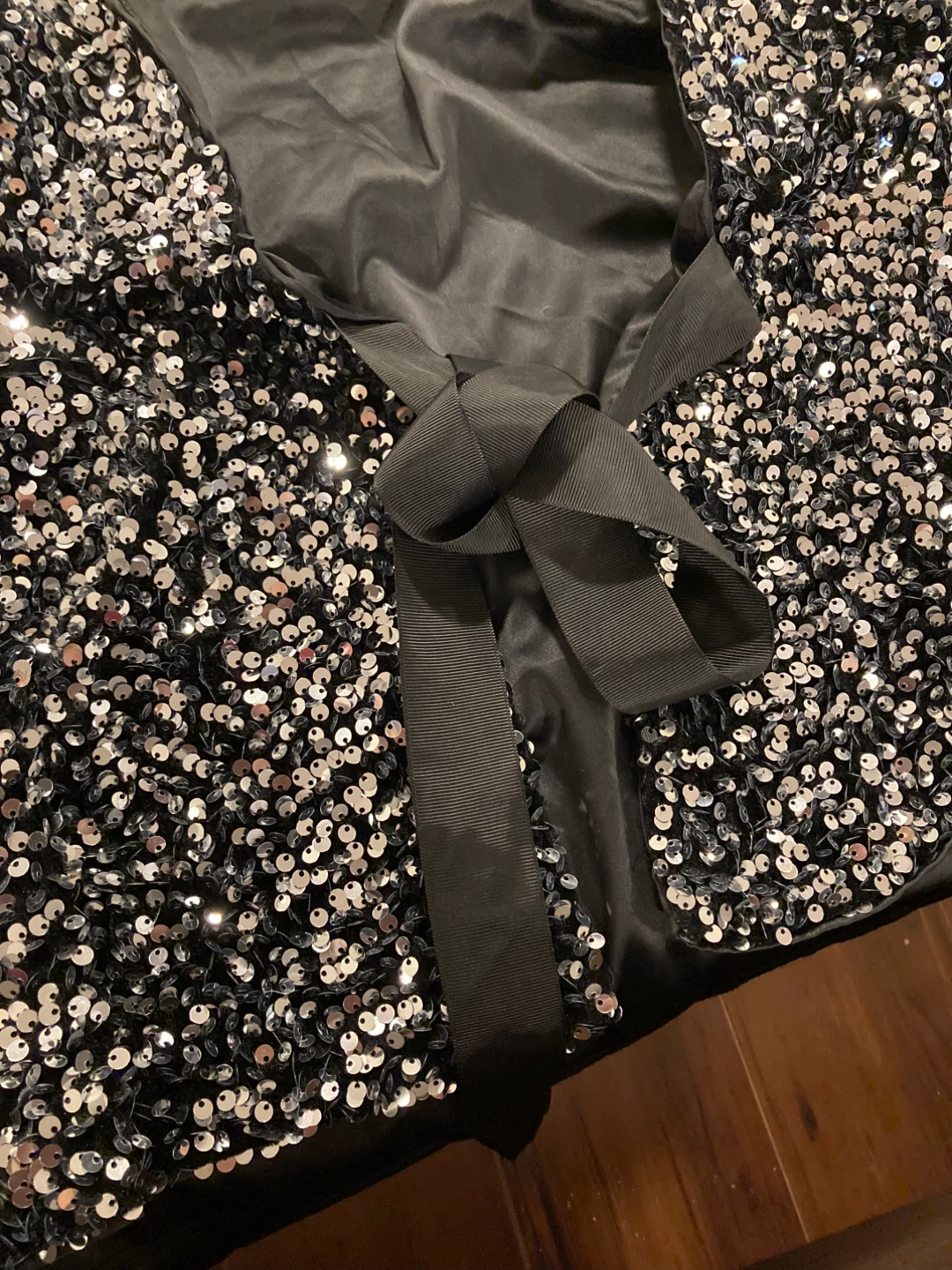 Sparkly Sequin Blazer with Black Bow