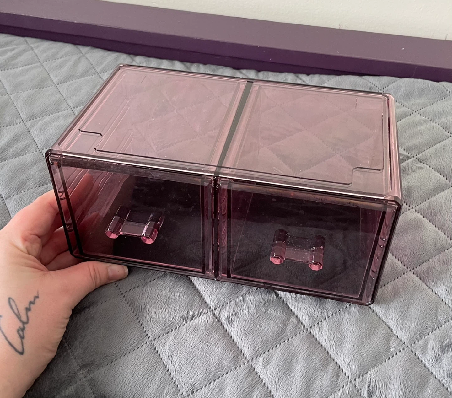 Purple Acrylic Two Drawer Organizer