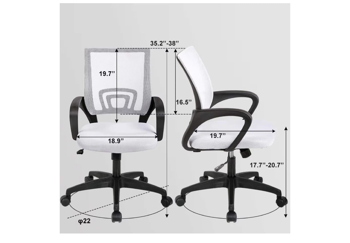 Mesh Office Chair - White & small computer Desk.