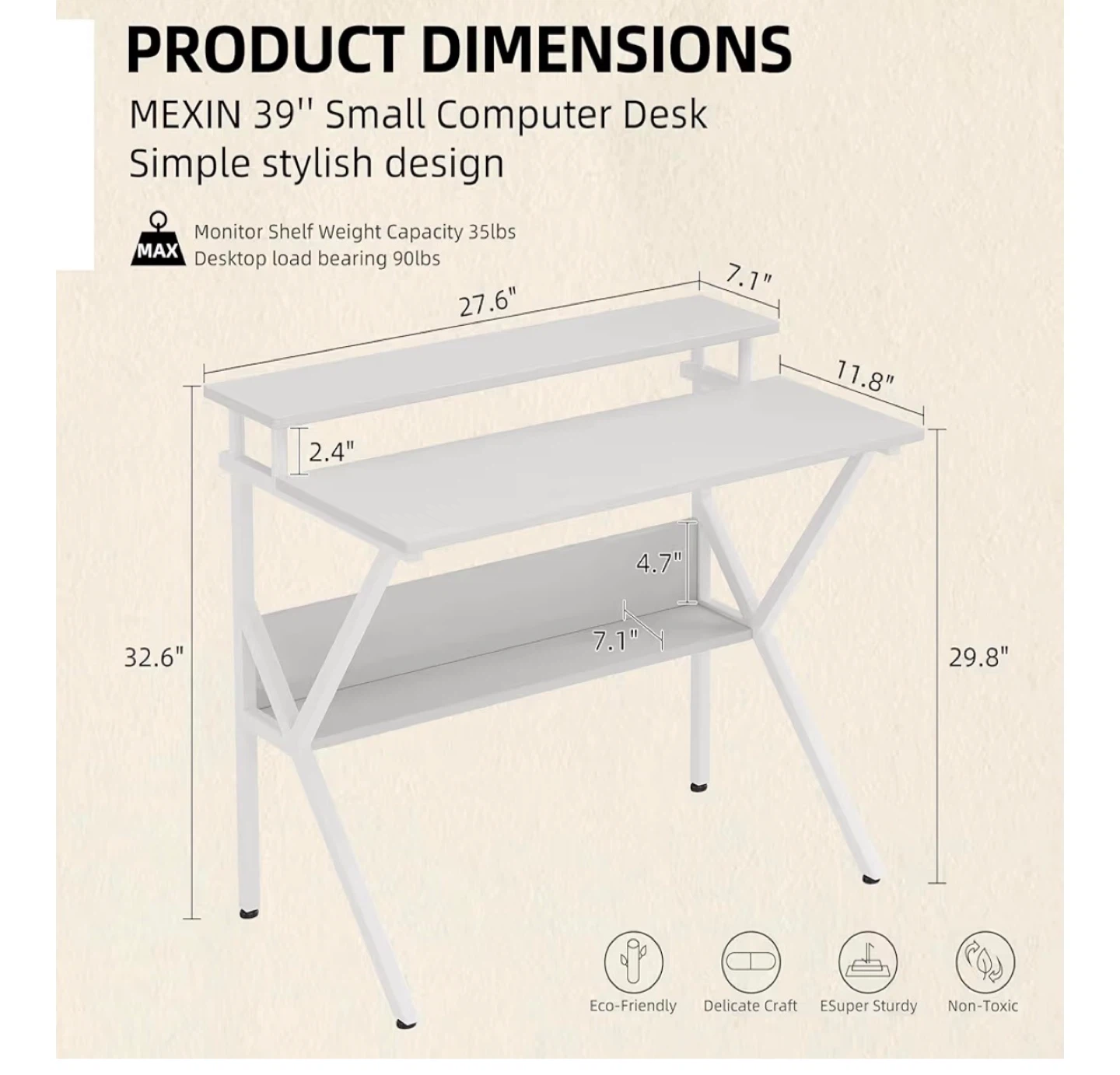 Mesh Office Chair - White & small computer Desk. - photo 2