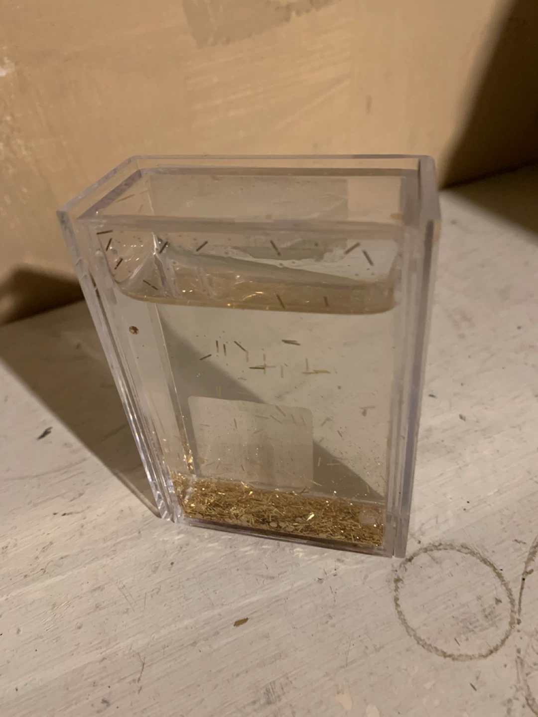 Clear Acrylic Container with Gold Glitter