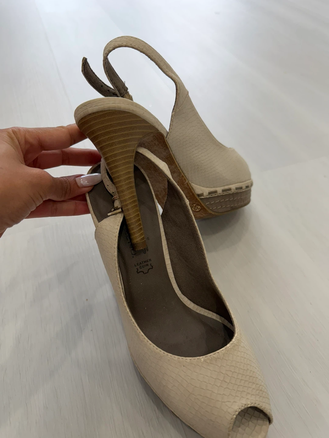 Tamaris Women's Slingback Heels - Beige Snake Print Size 38 - photo 3