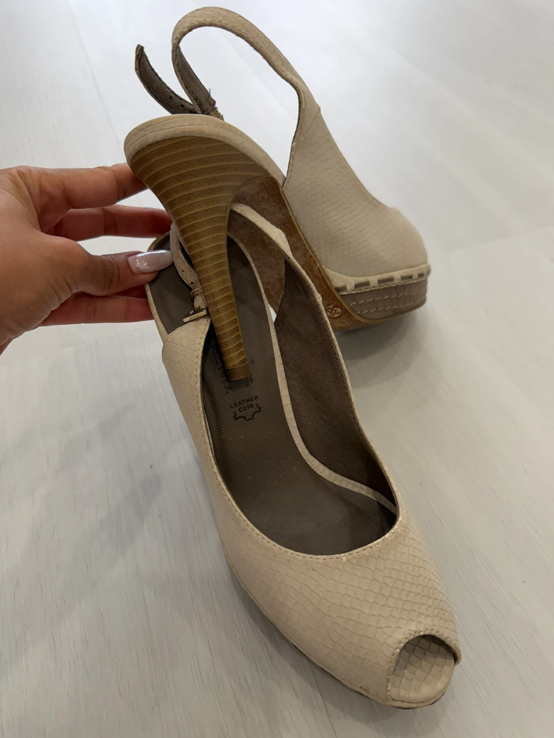 Tamaris Women's Slingback Heels - Beige Snake Print Size 38 - photo 4