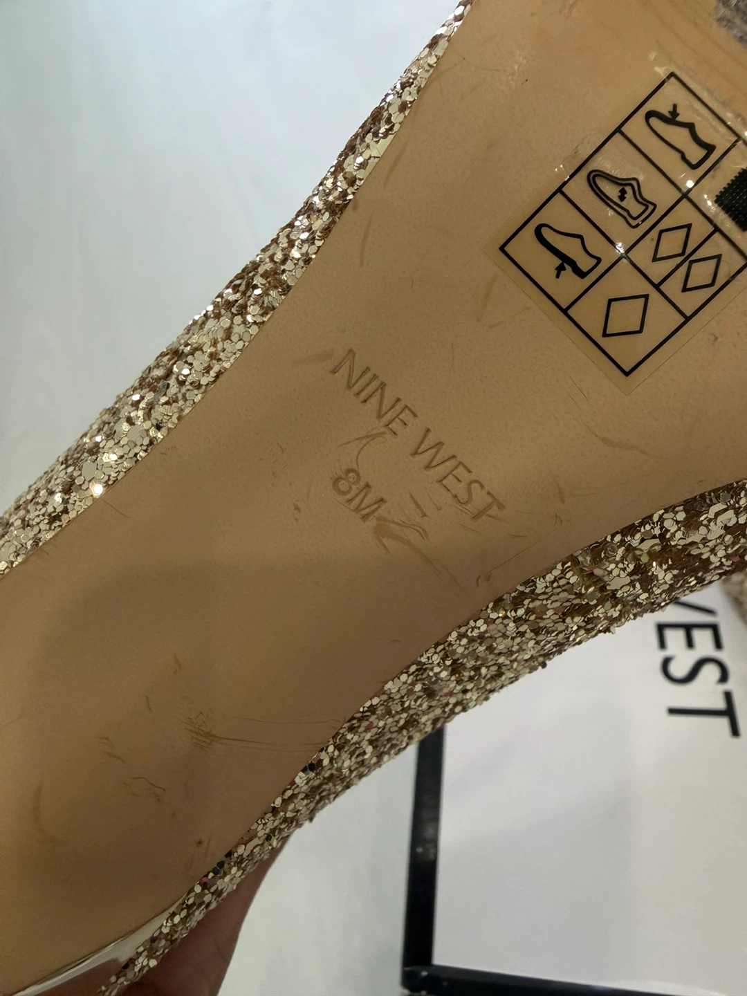 Nine West Gold Glitter Stiletto Heels - Size 8M - photo 4