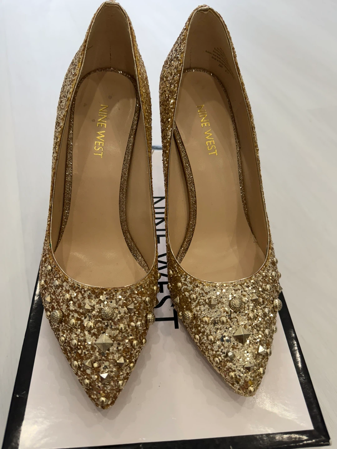 Nine West Gold Glitter Stiletto Heels - Size 8M - photo 2