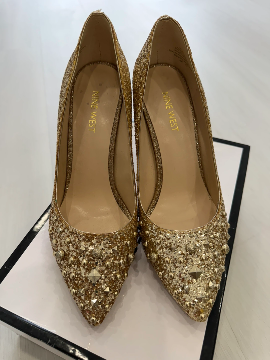 Nine West Gold Glitter Stiletto Heels - Size 8M - photo 5