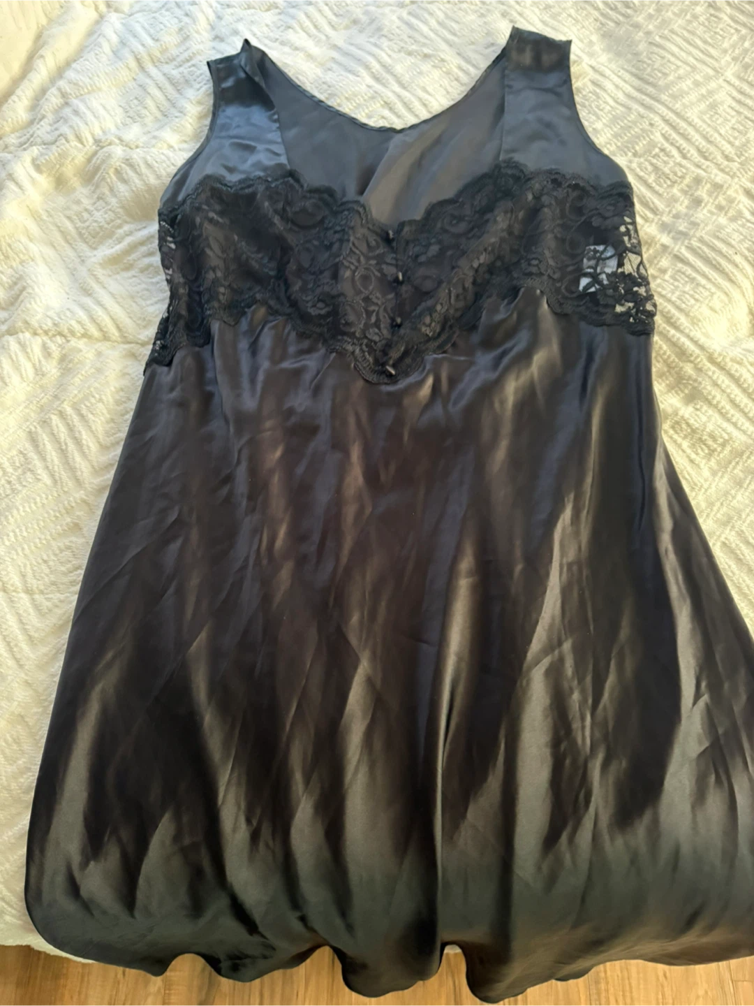Black Lace Trim Nightgown and Robe Set - photo 2