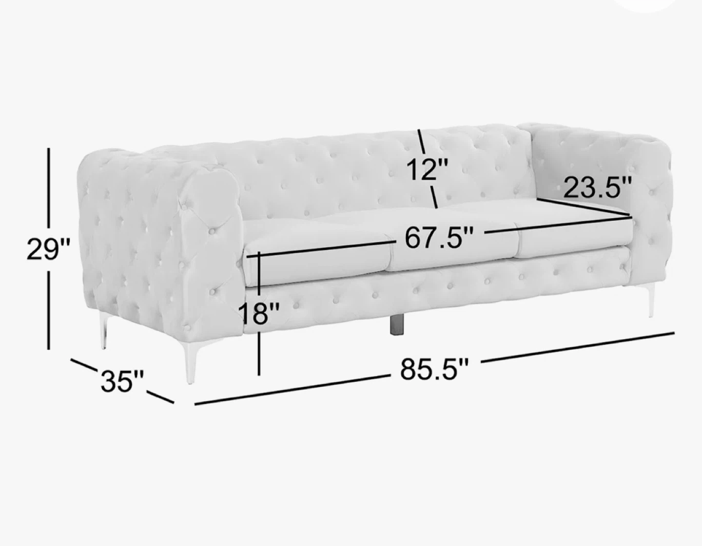 Navy Blue Tufted Velvet Sofa - photo 3