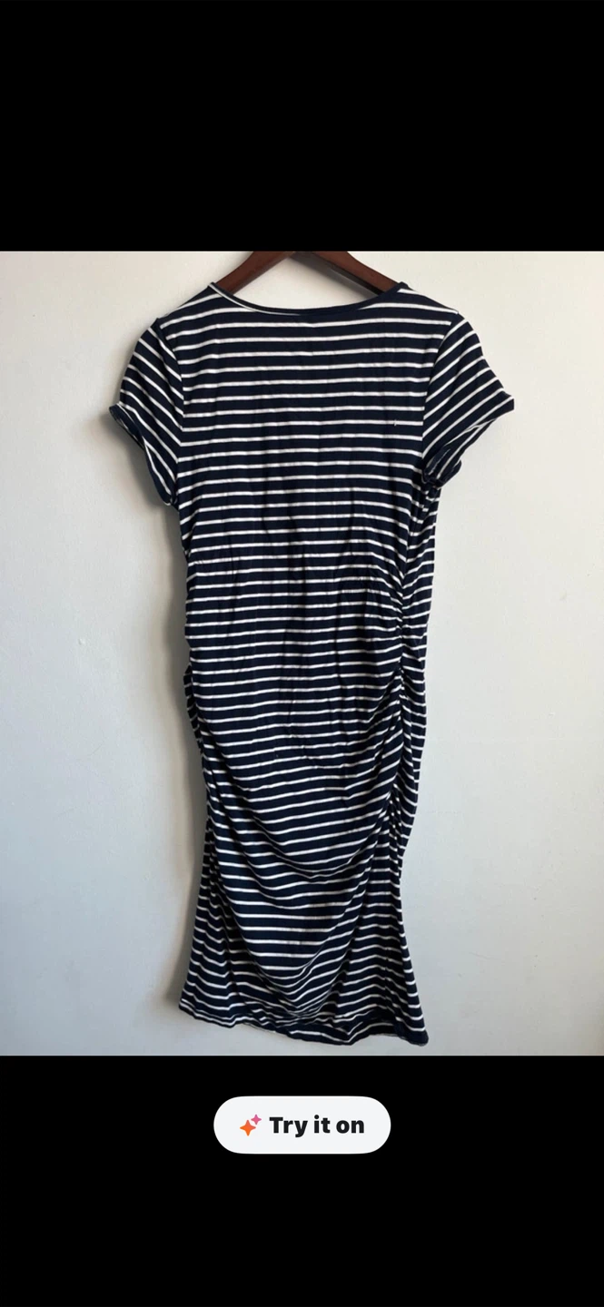 Isabel Maternity Striped Ruched Dress Size L - photo 3