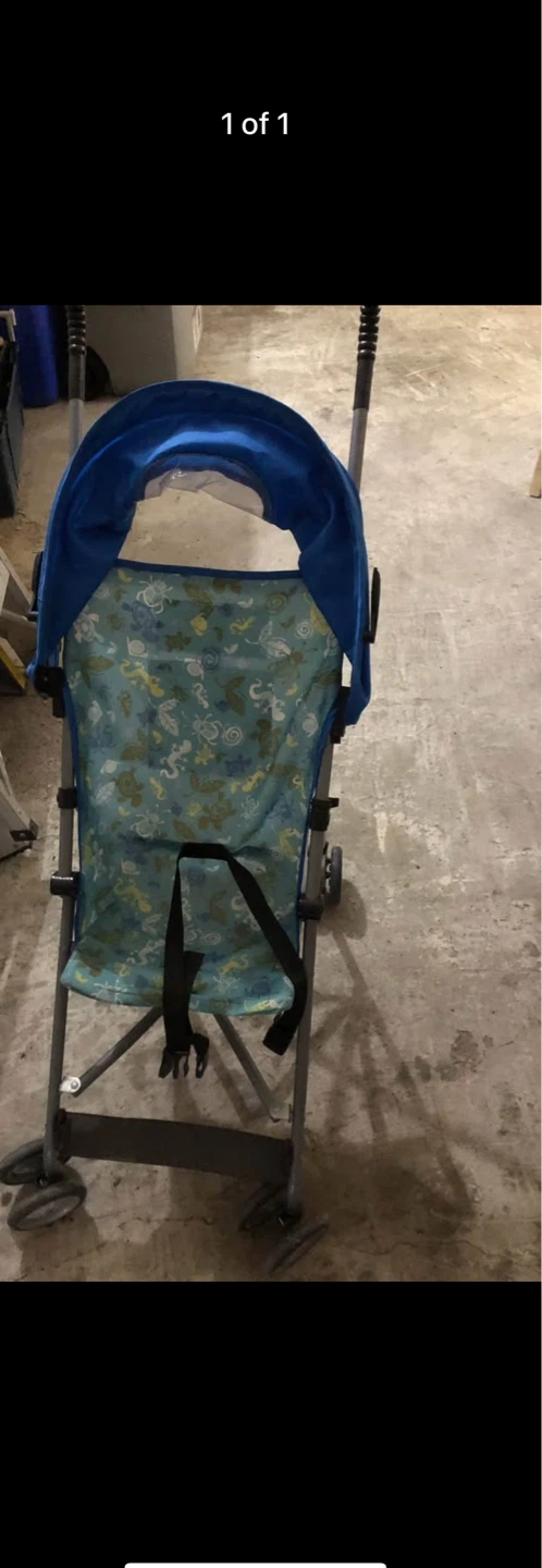 Blue Toddler Stroller with Fun Print