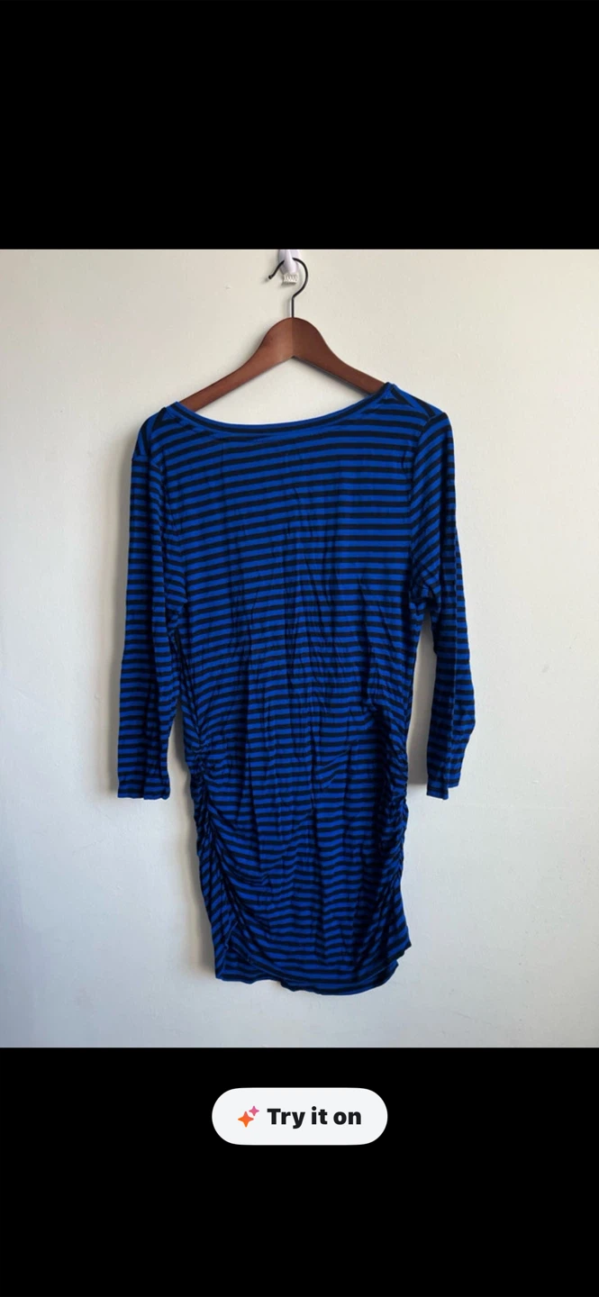 Liz Lange Maternity Blue & Black Striped Long Sleeve Top Size L - photo 3
